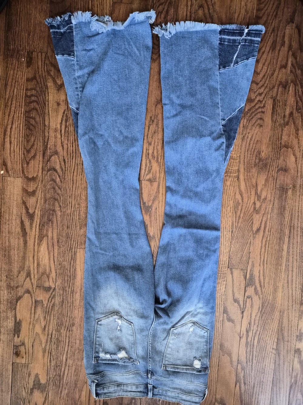 Altered State Flare Jeans Size 28 Distressed Bell Bottom Raw Hem Stretch Denim - Picture 5 of 9